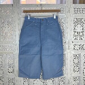 Vtg Wrangler Light Blue Corduroy High Waisted Bermuda Shorts‎ Sz XS 70's 80's